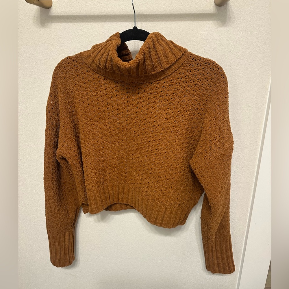 Pink Rose Women's Cowl Neck Sweater - Rust